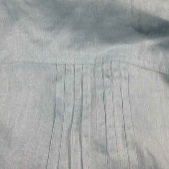 sundance womens solid teal pintucks linen button down top L - Picture 7 of 7